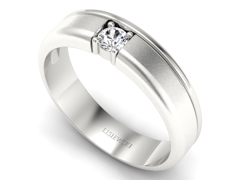 Złoty Pierścionek z brylantem białe złoto 585 - p16332bms - 3