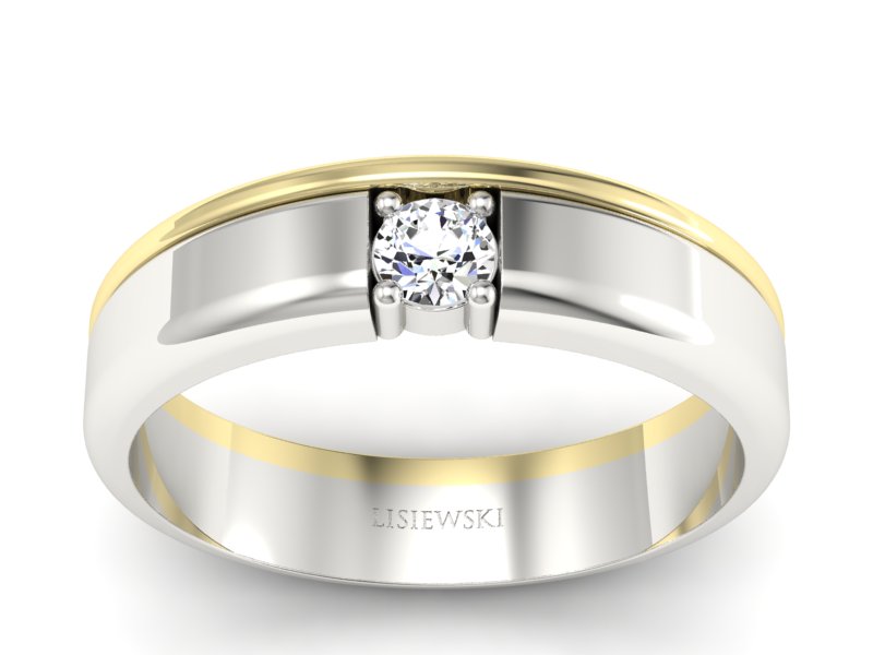 Pierścionek z diamentem żółte i białe złoto 585 - p16332zb - 1