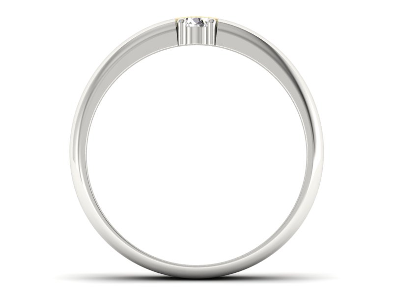 Pierścionek z diamentem żółte i białe złoto 585 - p16332zb - 2