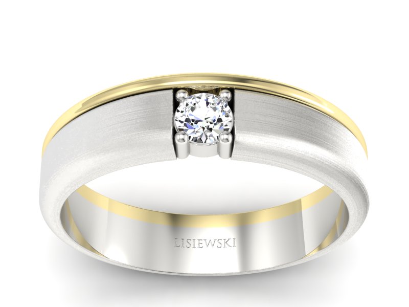 Pierścionek z diamentem żółte i białe złoto - p16332zbmp - 1