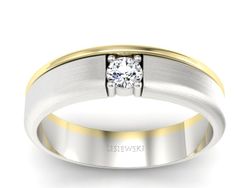 Pierścionek z diamentem żółte i białe złoto - p16332zbmp