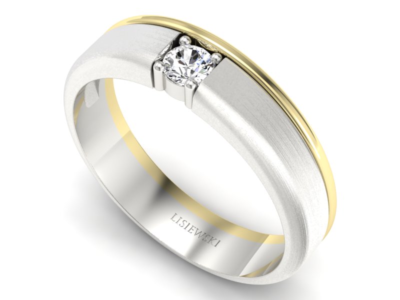 Pierścionek z diamentem żółte i białe złoto - p16332zbmp - 3