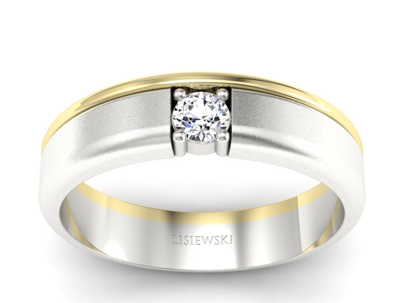 Pierścionek z diamentem żółte i białe złoto - p16332zbms - 1