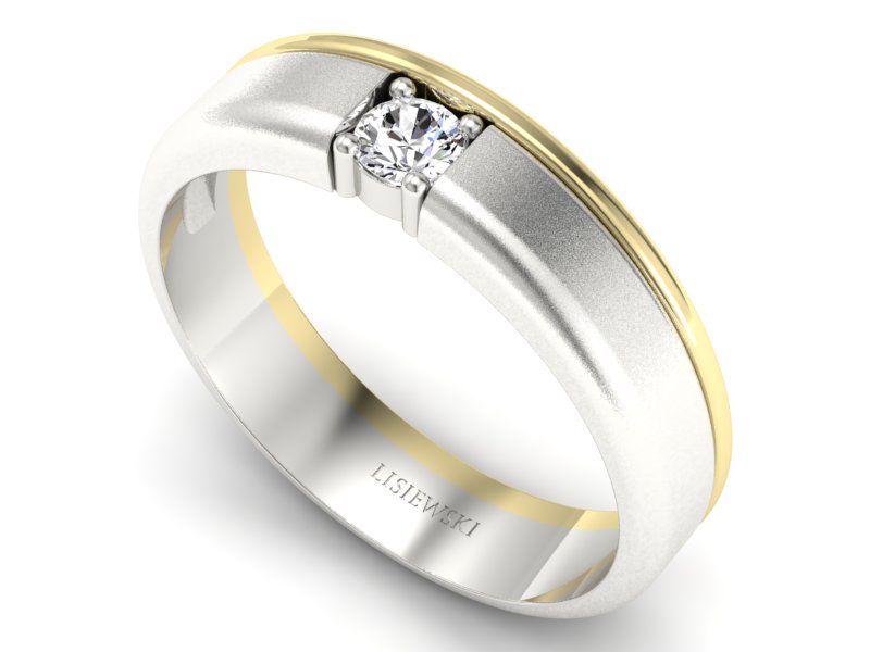 Pierścionek z diamentem żółte i białe złoto - p16332zbms - 3