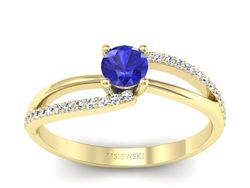 Pierścionek z szafirem i brylantami zloty 14k - p16333zszc