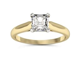 Pierścionek z diamentem żółte białe złoto 585 - p16337zb