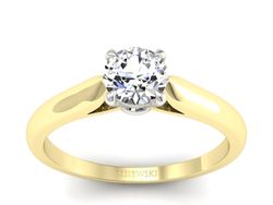 Pierścionek z diamentem żółte i białe złoto 585 - p16338zb