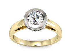 Pierścionek z diamentami żółte i białe złoto 585 - p16339zb
