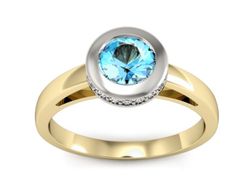Pierścionek topaz i brylanty białe żółte złoto - p16339zbtp