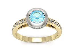 Pierścionek topaz i brylanty białe żółte złoto - p16340zbtp