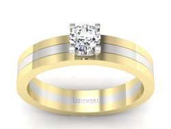 Pierścionek z diamentem żółte i białe złoto - p16341zb