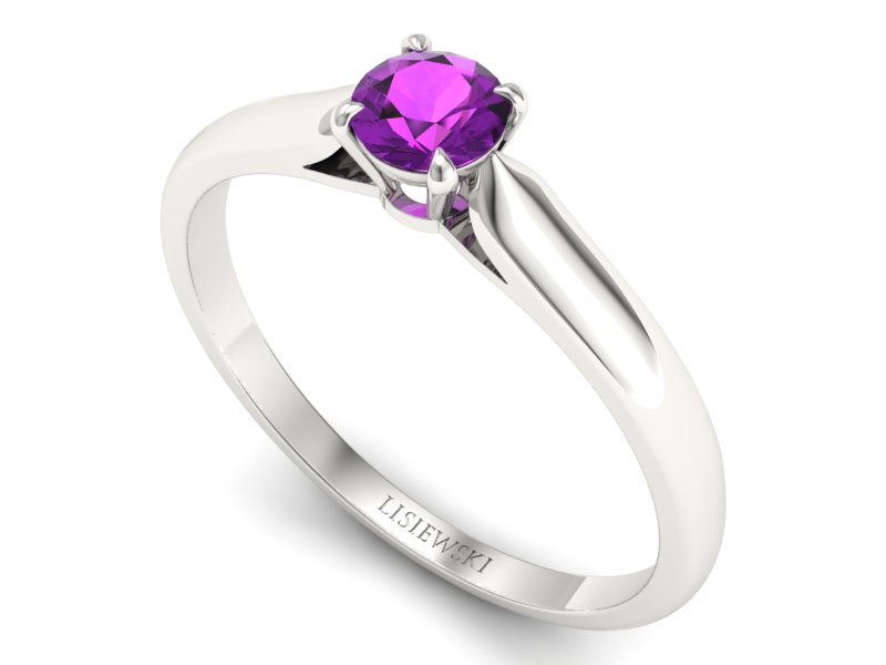 Złoty pierścionek z ametystem białe złoto - p16342bat - 3