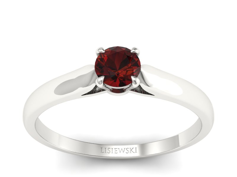 Złoty pierścionek z granatem białe złoto - p16342bgr - 1