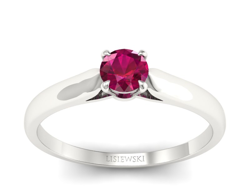 Złoty pierścionek z rubinem białe złoto - p16342br - 1