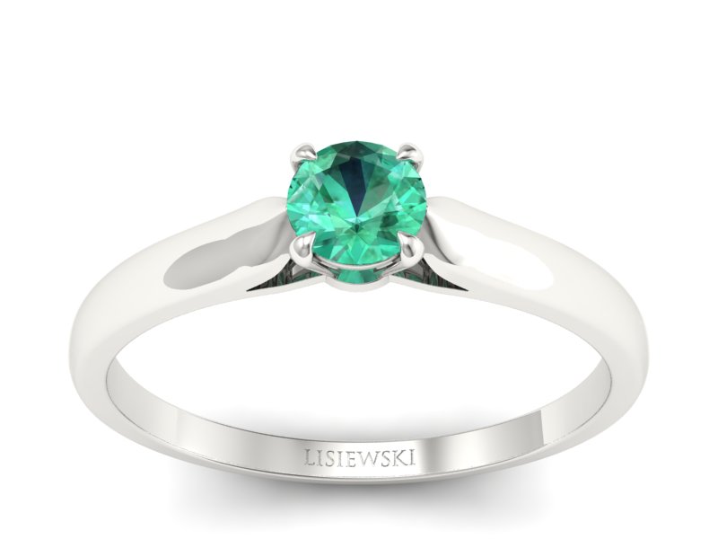 Złoty pierścionek ze szmaragdem białe złoto - p16342bsm - 1