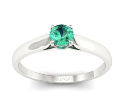 Złoty pierścionek ze szmaragdem białe złoto - p16342bsm