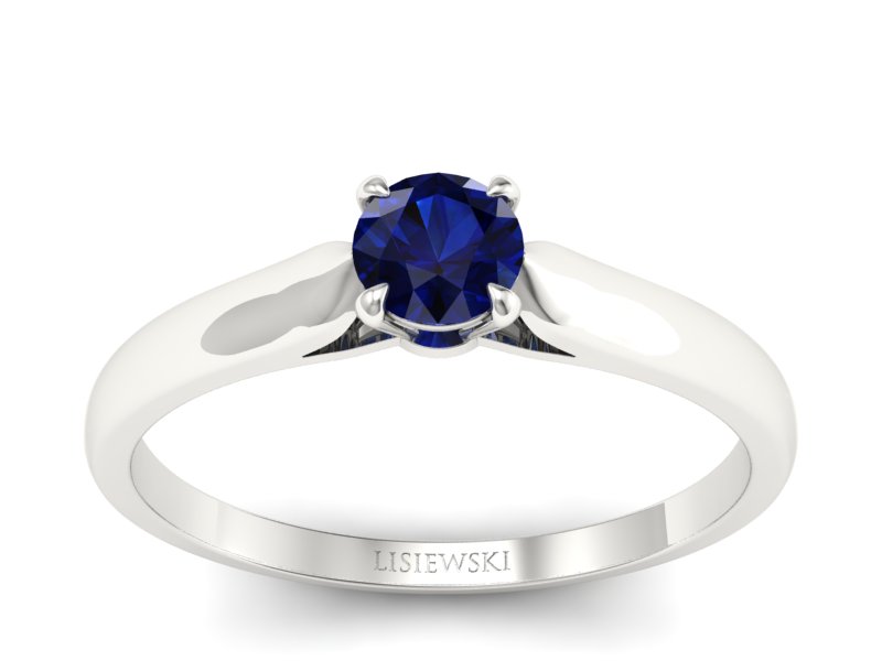 Złoty pierścionek z szafirem białe złoto - p16342bsz - 1