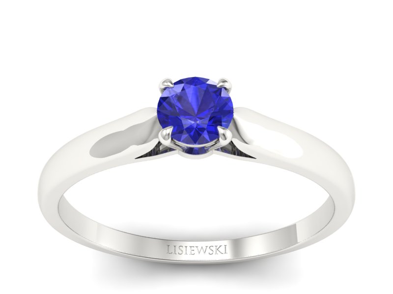 Złoty pierścionek z szafirem białe złoto - p16342bszc - 1