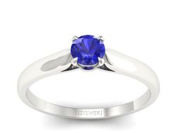 Złoty pierścionek z szafirem białe złoto - p16342bszc