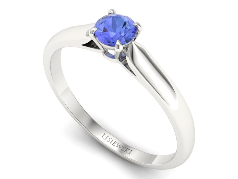 Złoty pierścionek z tanzanitem białe złoto - p16342bt - 3