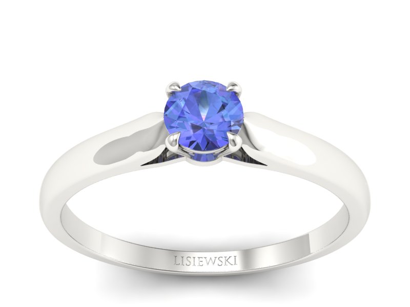 Złoty pierścionek z tanzanitem białe złoto - p16342bt - 1
