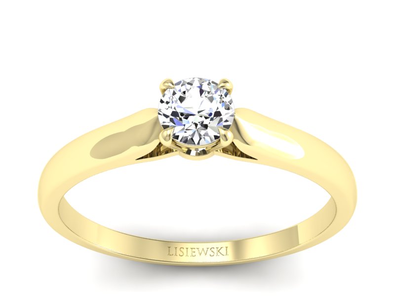 Złoty pierścionek z brylantem żółte złoto - p16342z - 1