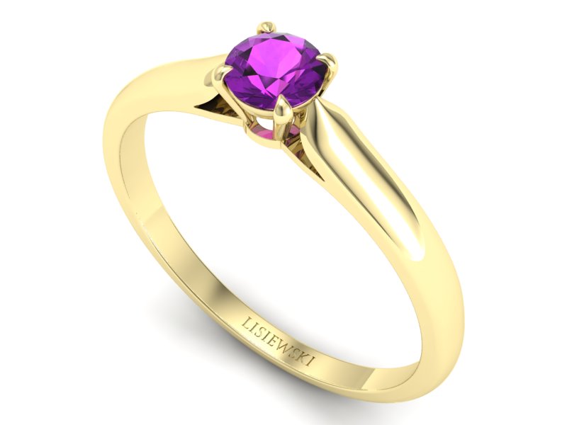 Złoty pierścionek z ametystem żółte złoto - p16342zat - 3