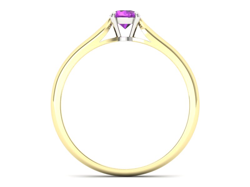 Pierścionek z ametystem żółte i białe złoto - p16342zbat - 2