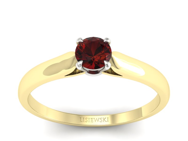 Pierścionek z granatem żółte białe złoto - p16342zbgr - 1