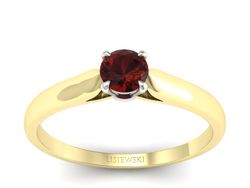 Pierścionek z granatem żółte białe złoto - p16342zbgr