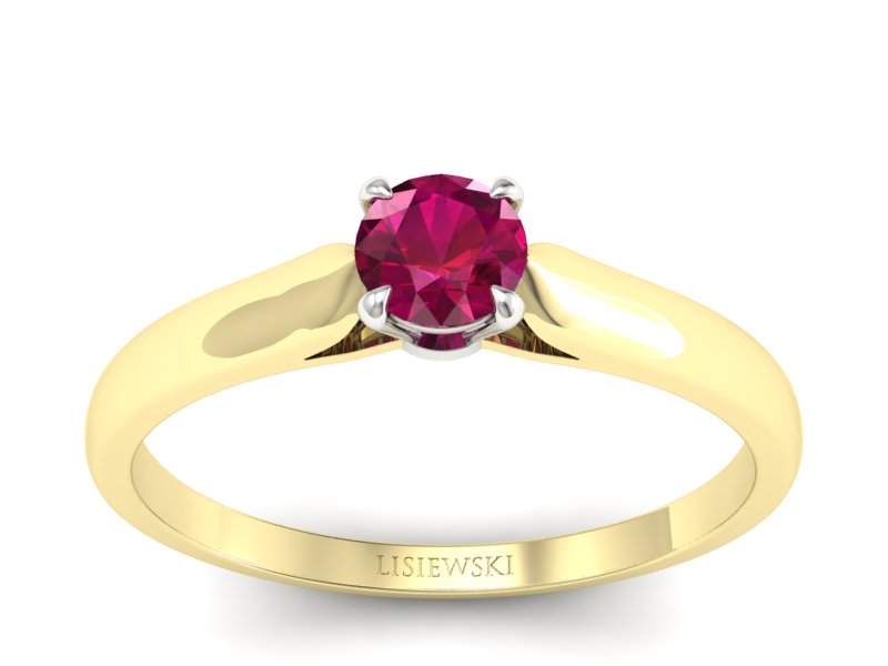 Pierścionek z rubinem żółte białe złoto - p16342zbr - 1
