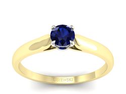 Pierścionek z szafirem żółte białe złoto - p16342zbsz