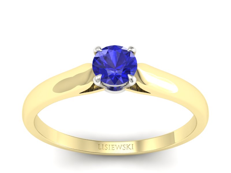 Pierścionek z szafirem żółte białe złoto - p16342zbszc - 1