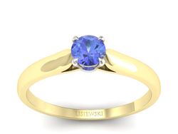 Pierścionek z tanzanitem żółte białe złoto - p16342zbt