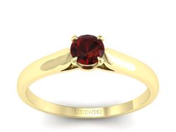 Złoty pierścionek z granatem żółte złoto - p16342zgr