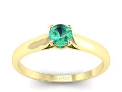 Złoty pierścionek ze szmaragdem żółte złoto - p16342zsm