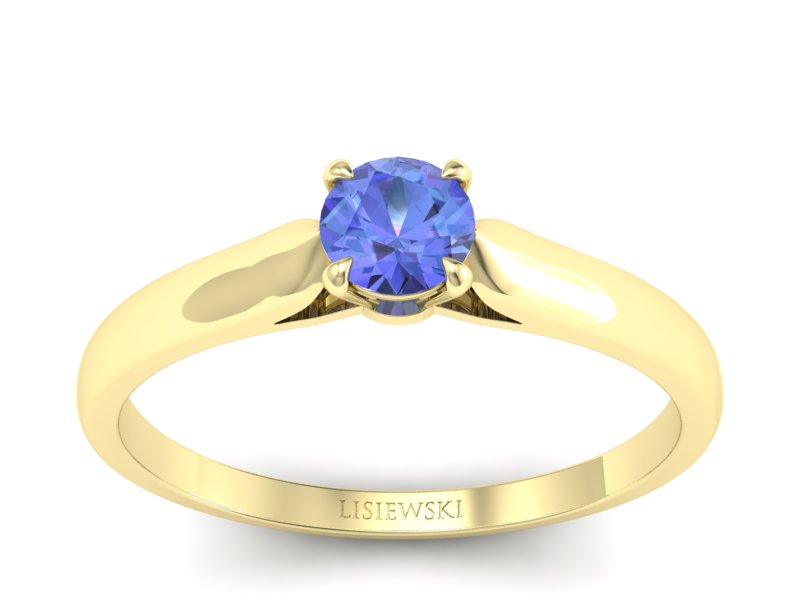 Złoty pierścionek z tanzanitem żółte złoto - p16342zt - 1