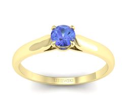 Złoty pierścionek z tanzanitem żółte złoto - p16342zt