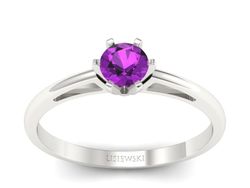 Złoty pierścionek z ametystem białe złoto - p16343bat