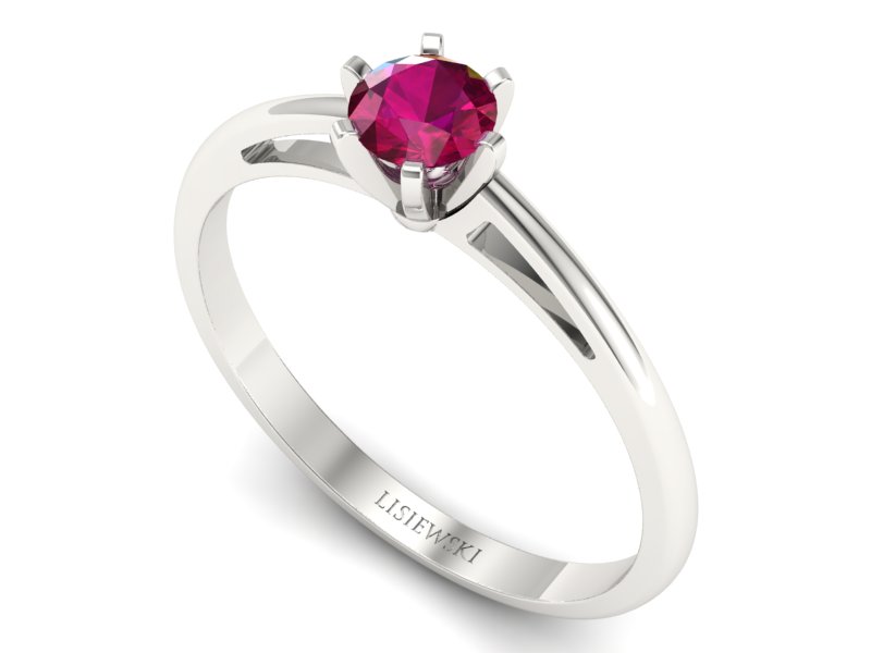 Złoty pierścionek z rubinem białe złoto - p16343br - 3