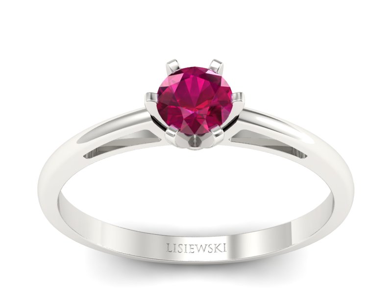 Złoty pierścionek z rubinem białe złoto - p16343br - 1