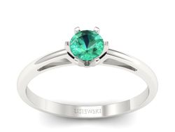 Złoty pierścionek ze szmaragdem białe złoto - p16343bsm