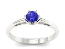 Złoty pierścionek z szafirem białe złoto - p16343bszc