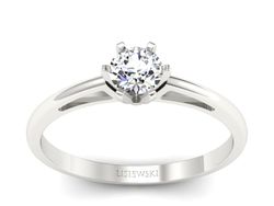 Złoty pierścionek z brylantem białe złoto - p16343bV