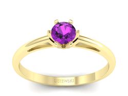 Złoty pierścionek z ametystem żółte złoto - p16343zat