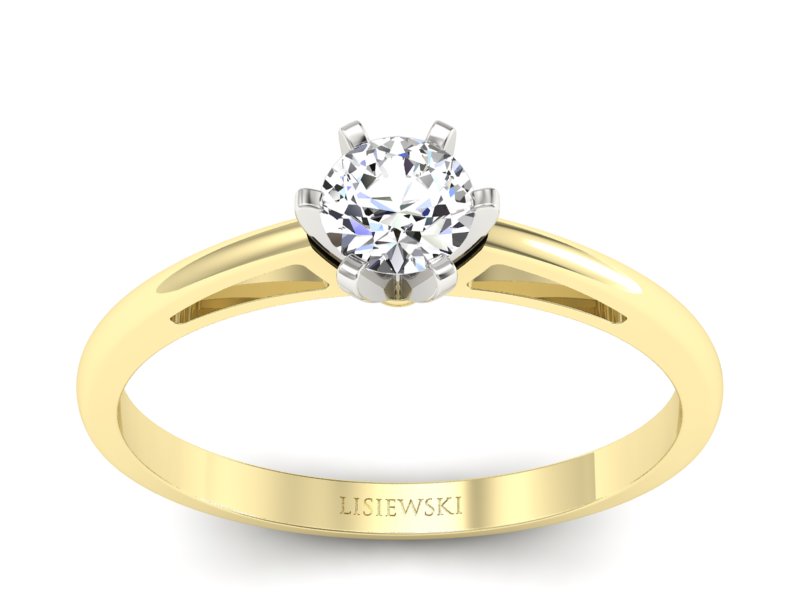 Pierścionek z diamentem żółte i białe złoto - p16343zb - 1