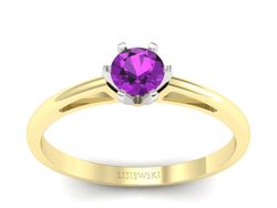 Pierścionek z ametystem żółte i białe złoto - p16343zbat