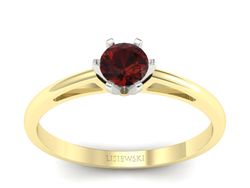 Pierścionek z granatem żółte białe złoto - p16343zbgr