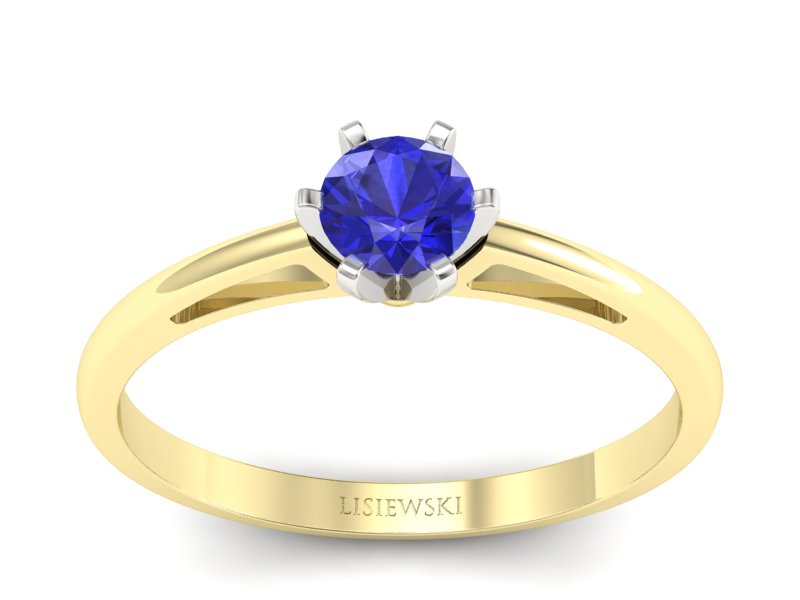Pierścionek z szafirem żółte białe złoto - p16343zbszc - 1