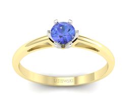 Pierścionek z tanzanitem żółte białe złoto - p16343zbt